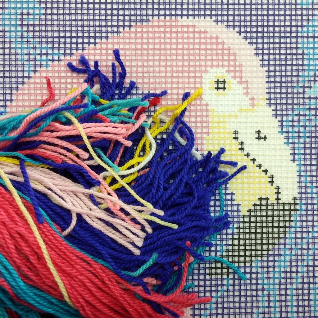 Brvsk Bird Embroidery Kit for Adults and Beginners — Flamingo 16″ × 16″ with Clear, Precise Printed Design on Cotton Canvas; Includes 2 Needles, Yarn, and Easy-Read Chart