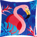 Brvsk Bird Embroidery Kit for Adults and Beginners — Flamingo 16″ × 16″ with Clear, Precise Printed Design on Cotton Canvas; Includes 2 Needles, Yarn, and Easy-Read Chart