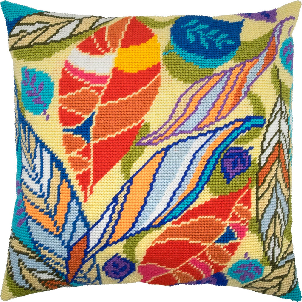 Brvsk Seasonal Needlepoint Kit for Adults and Beginners — Autumn 16″ × 16″ with Clear, Precise Printed Design on Cotton Canvas; Includes 2 Needles, Yarn, and Easy-Read Chart