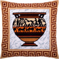 Brvsk Hellenic Needlepoint Kit for Adults and Beginners — Hellas 16″ × 16″ with Clear, Precise Printed Design on Cotton Canvas; Includes 2 Needles, Yarn, and Easy-Read Chart