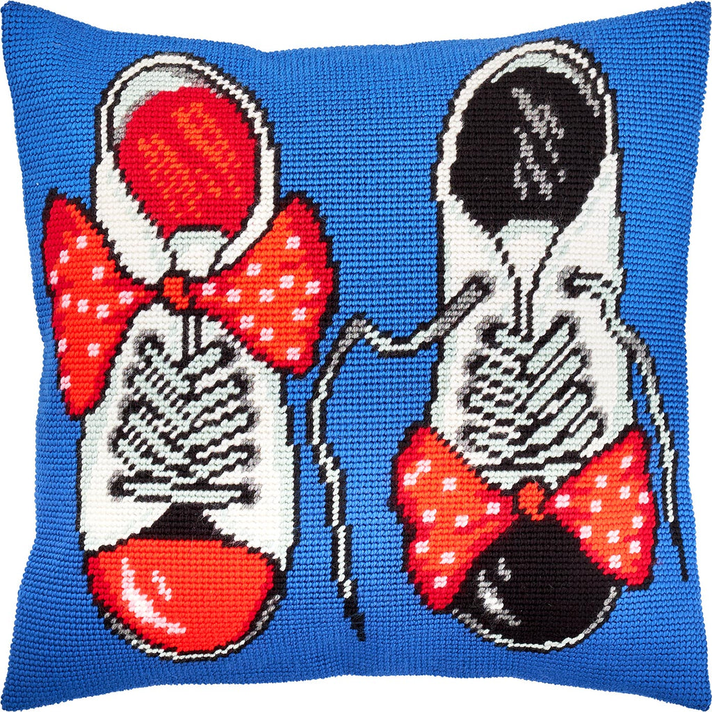 Brvsk Needlepoint Pillow Kit — Patent Leather Shoes, 16″ × 16″