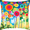 Brvsk Abstract Needlepoint Kit for Adults and Beginners — Dandelions 16″ × 16″ with Clear, Precise Printed Design on Cotton Canvas; Includes 2 Needles, Yarn, and Easy-Read Chart