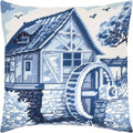Brvsk Needlepoint Pillow Kit — Delft Blue, 16″ × 16″