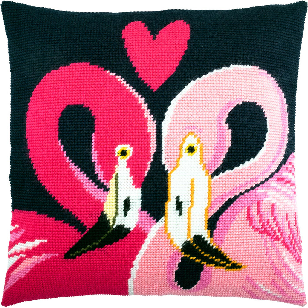 Two Flamingos — Embroidery Kit 16″ × 16″ by Brvsk