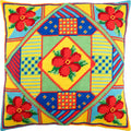 Brvsk Ornamental Embroidery Kit for Adults and Beginners — Flowers 16″ × 16″ with Clear, Precise Printed Design on Cotton Canvas; Includes 2 Needles, Yarn, and Easy-Read Chart
