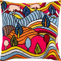 Brvsk Abstract Needlepoint Kit for Adults and Beginners — Fantastic Landscape 16″ × 16″ with Clear, Precise Printed Design on Cotton Canvas; Includes 2 Needles, Yarn, and Easy-Read Chart