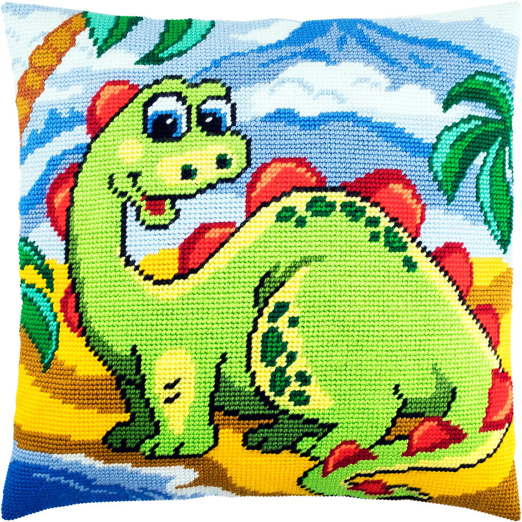 Little Dino — Stamped Cross Stitch Kit 16″ × 16″ by Brvsk