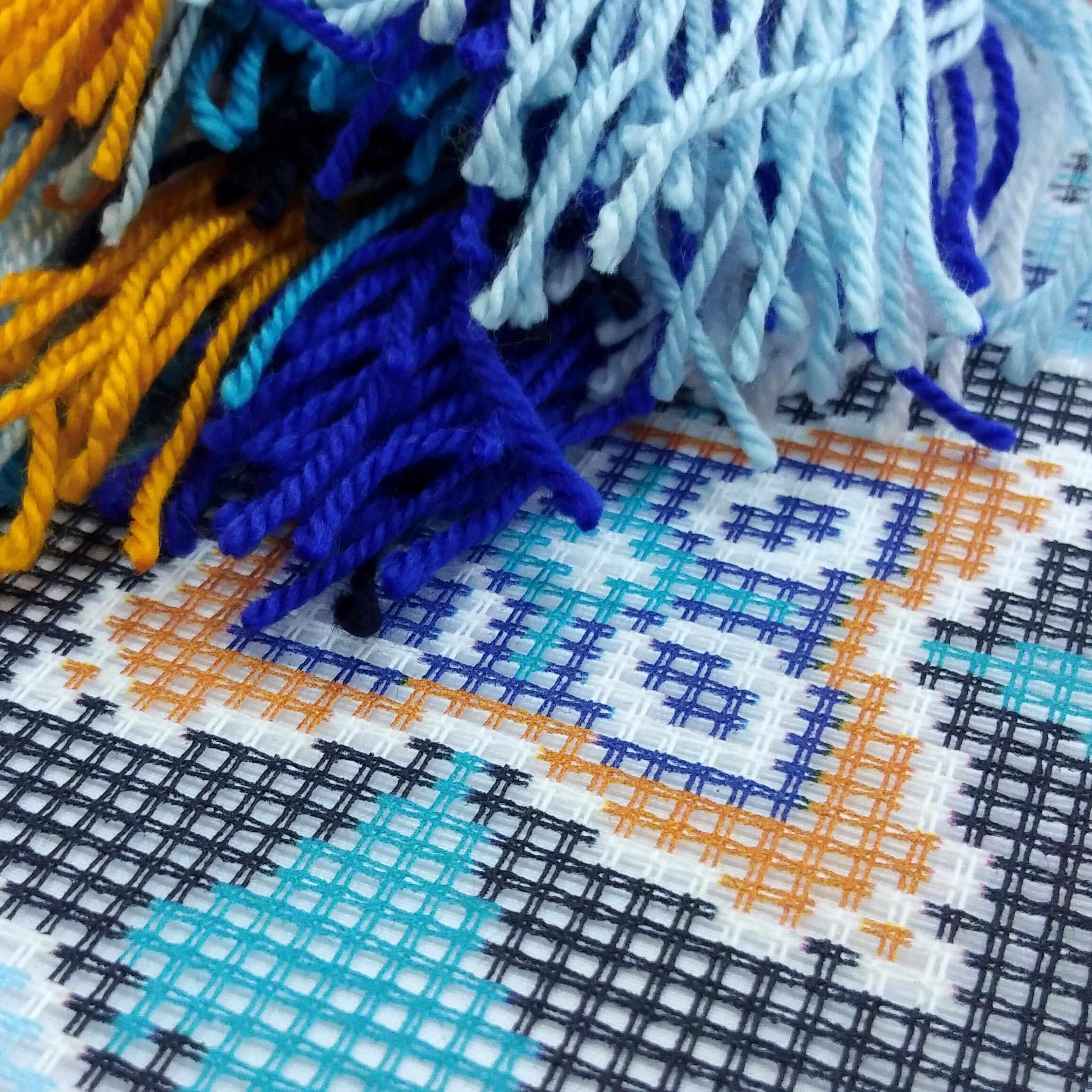 Brvsk Ornamental Needlepoint Kit for Adults and Beginners — Morocco 16″ × 16″ with Clear, Precise Printed Design on Cotton Canvas; Includes 2 Needles, Yarn, and Easy-Read Chart