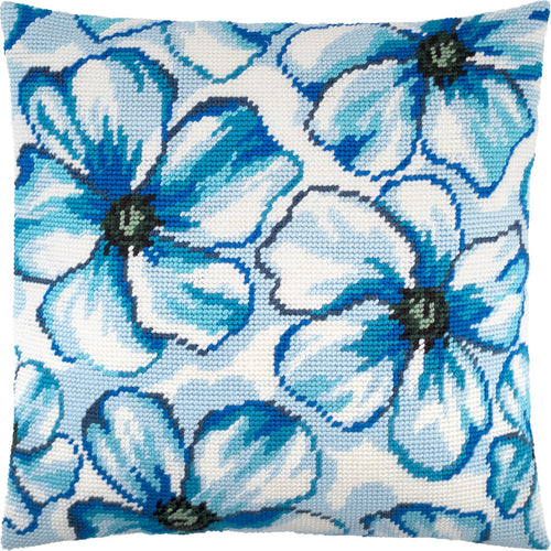 Blue Flowers — Needlepoint Kit 16″ × 16″ by Brvsk