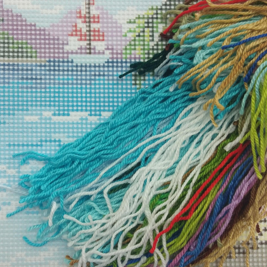 Brvsk Nature Needlepoint Kit for Adults and Beginners — Seychelles 16″ × 16″ with Clear, Precise Printed Design on Cotton Canvas; Includes 2 Needles, Yarn, and Easy-Read Chart