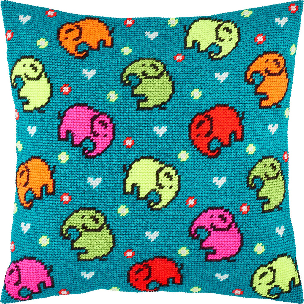 Elephants — Needlepoint Kit 16″ × 16″ by Brvsk