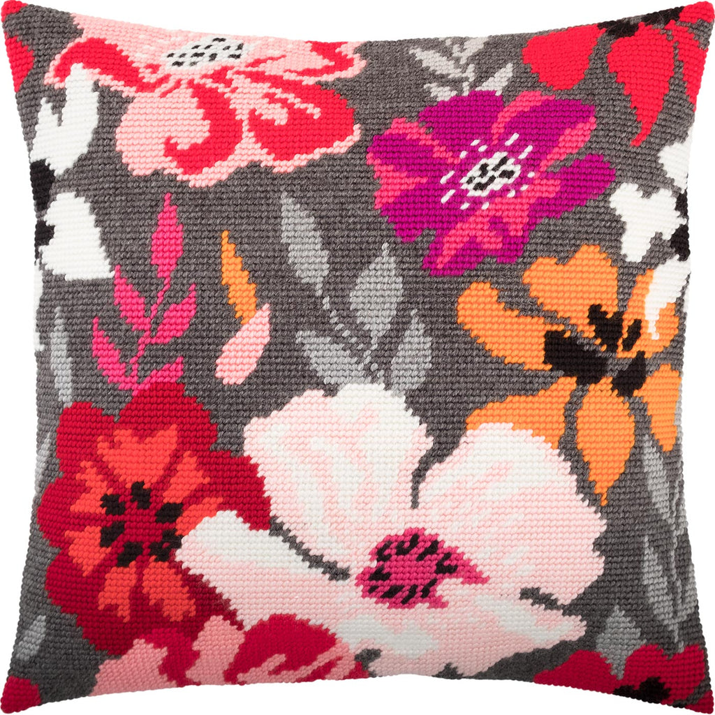 Red Flowers — Stamped Cross Stitch Kit 16″ × 16″ by Brvsk