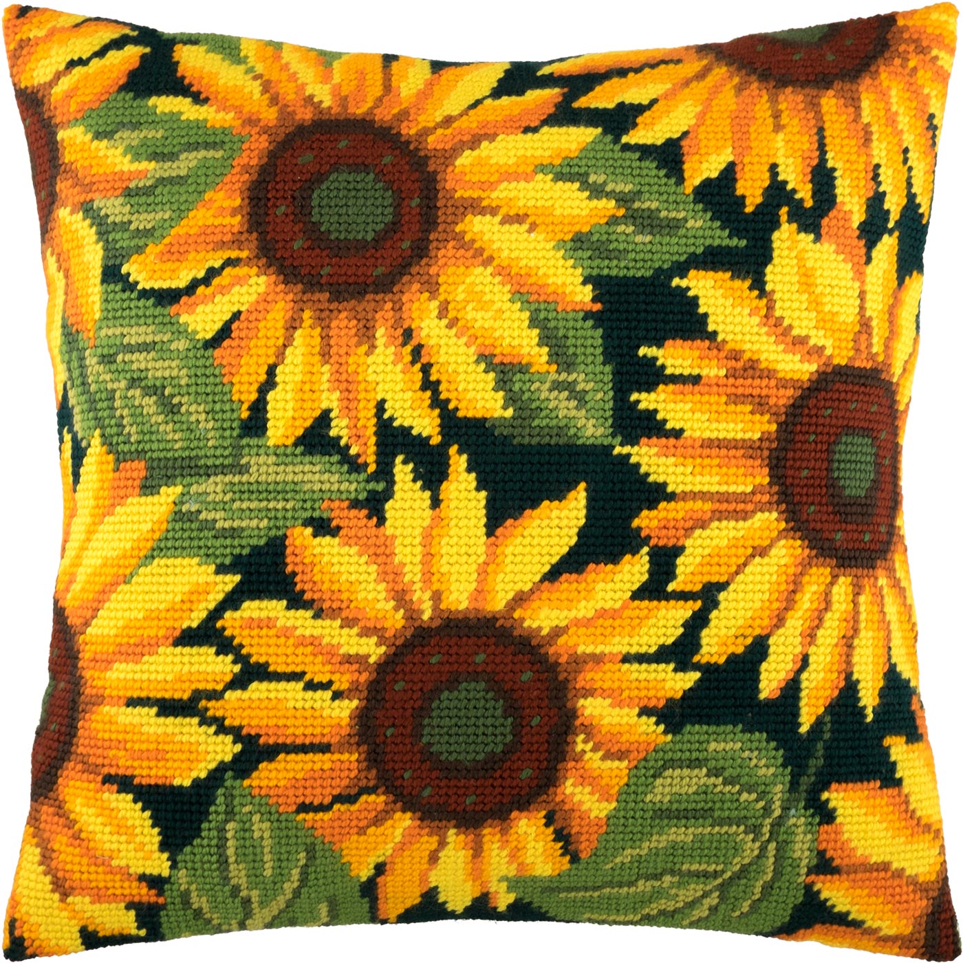 Brvsk Needlepoint Pillow Kit — Sunflowers, 16″ × 16″