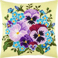 Brvsk Floral Needlepoint Kit for Adults and Beginners — Bouquet of Pansies 16″ × 16″ with Clear, Precise Printed Design on Cotton Canvas; Includes 2 Needles, Yarn, and Easy-Read Chart