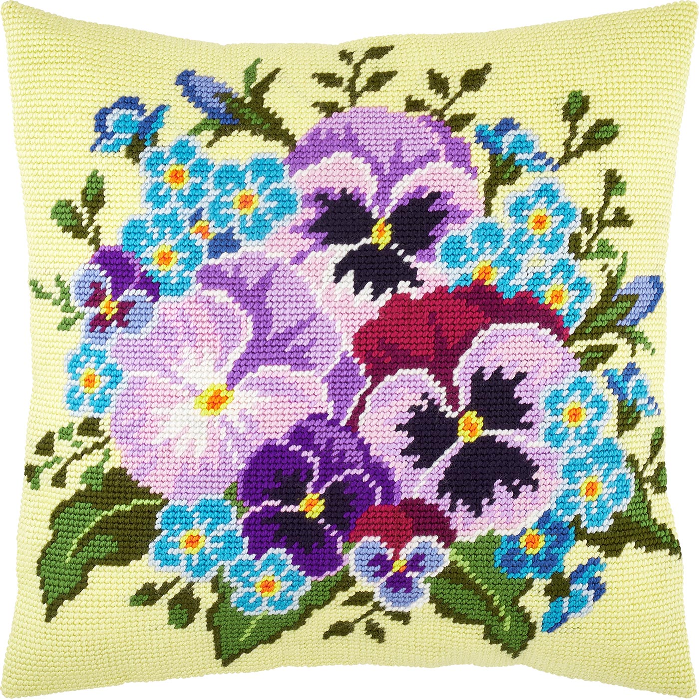 Bouquet of Pansies — Needlepoint Kit 16″ × 16″ by Brvsk