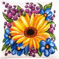 Brvsk Floral Needlepoint Kit for Adults and Beginners — Sunflower Among Flowers 16″ × 16″ with Clear, Precise Printed Design on Cotton Canvas; Includes 2 Needles, Yarn, and Easy-Read Chart