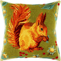 Brvsk Needlepoint Pillow Kit — Squirrel, 16″ × 16″