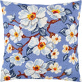 Brvsk Floral Stamped Cross-Stitch Kit for Adults and Beginners — Apple Bloom 16″ × 16″ with Clear, Precise Printed Design on Cotton Canvas; Includes 2 Needles, Yarn, and Easy-Read Chart