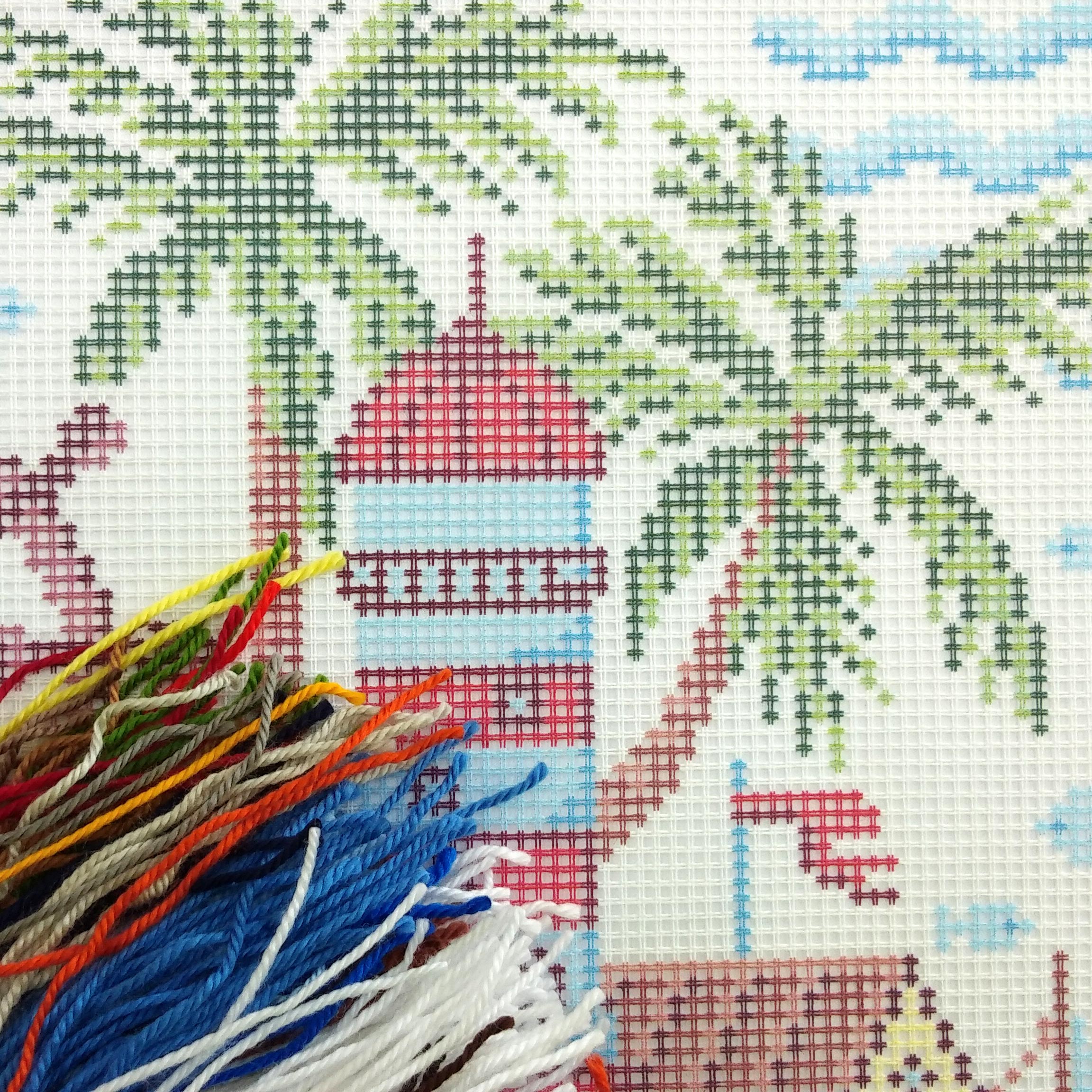 Overseas Adventure — Embroidery Kit 16″ × 16″ by Brvsk