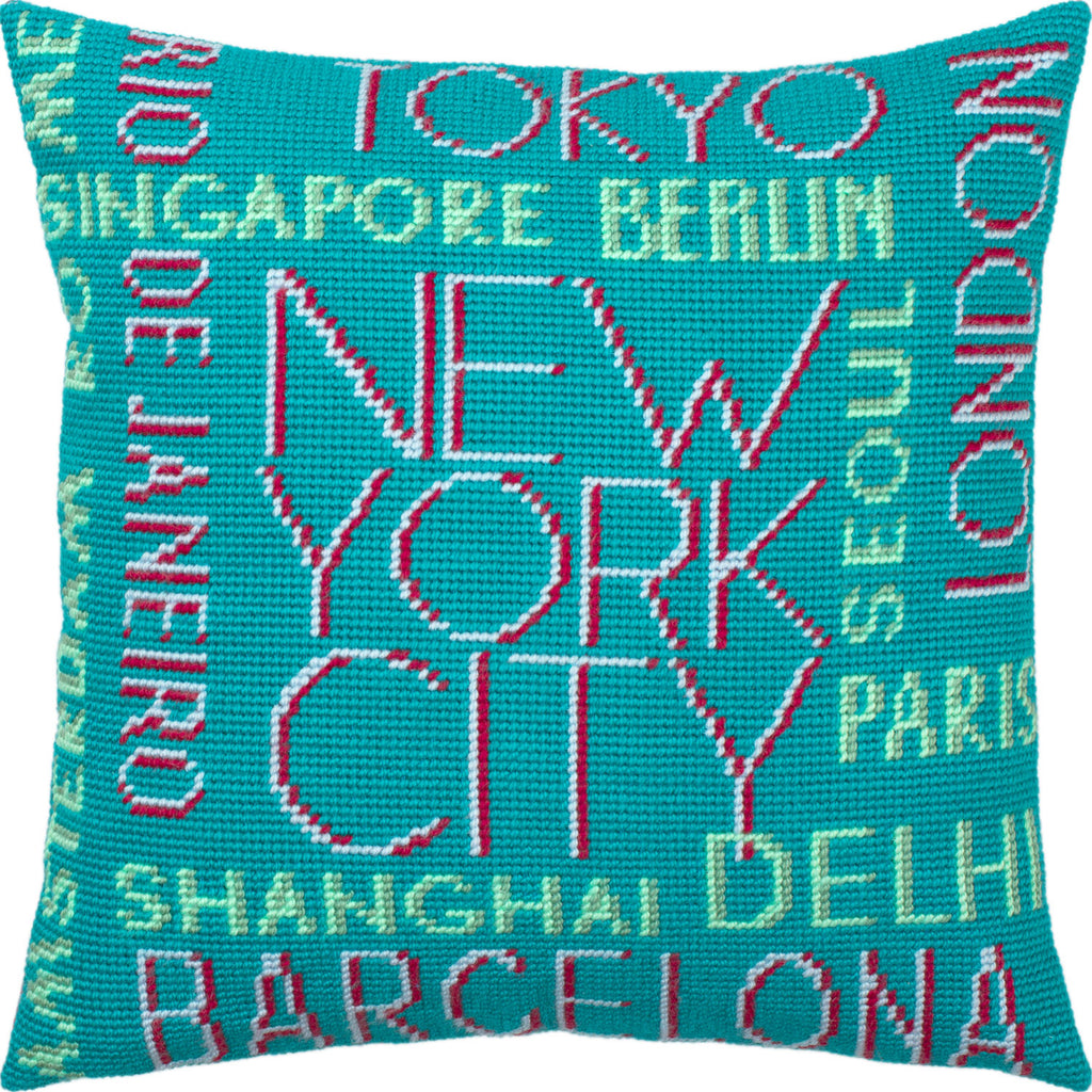 Cities — Stamped Cross Stitch Kit 16″ × 16″ by Brvsk
