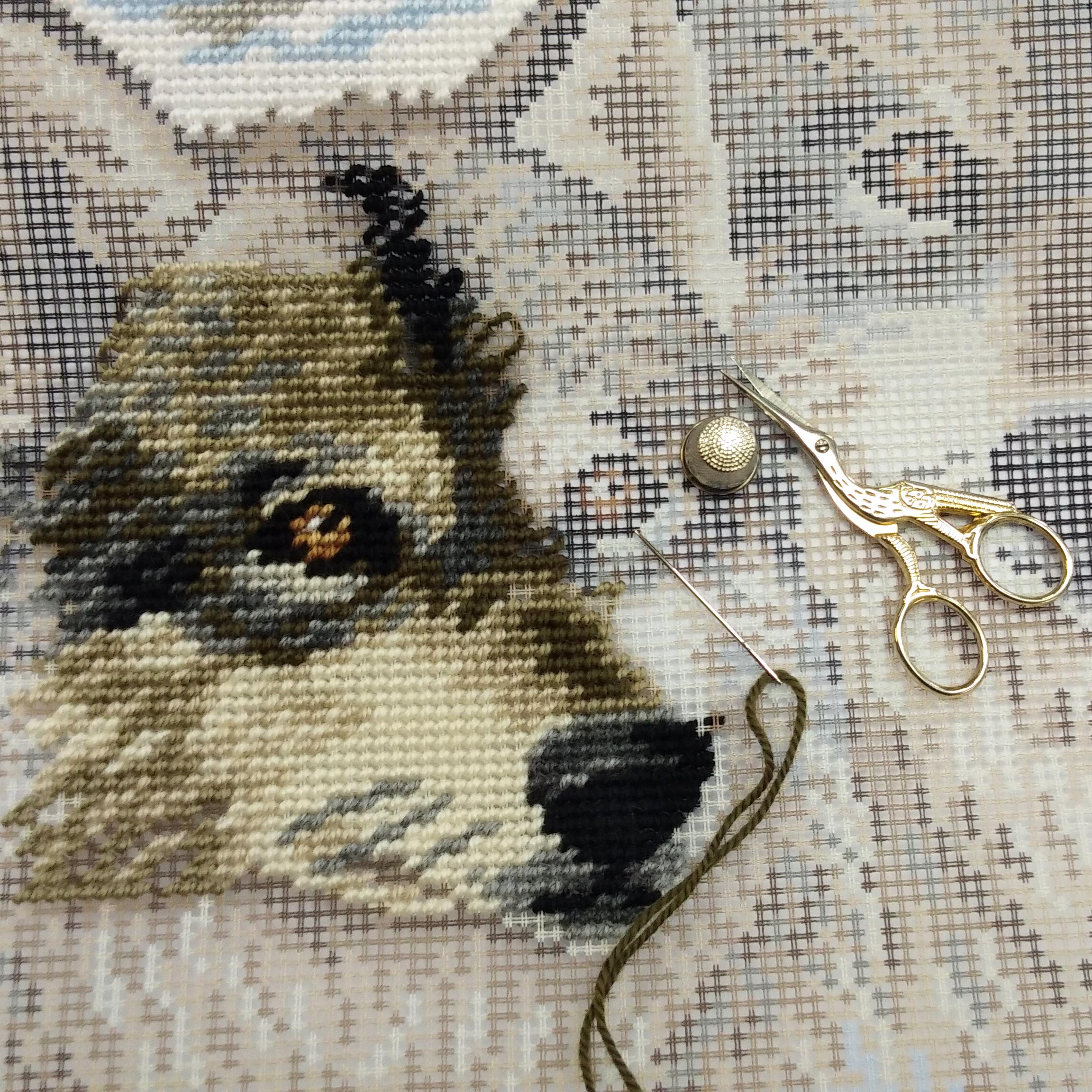 Wolves — Stamped Cross Stitch Kit 16″ × 16″ by Brvsk