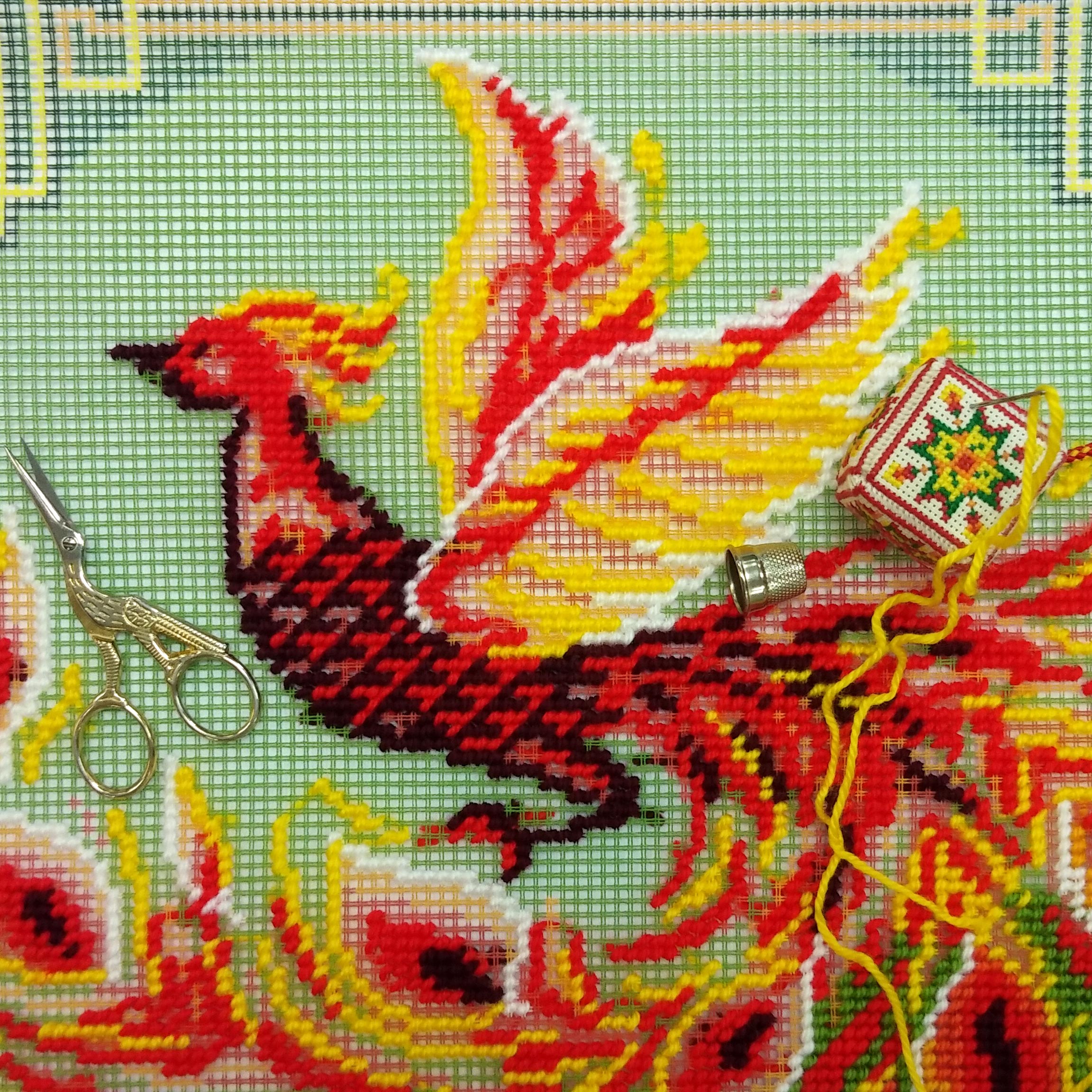 Chinese Bird — Needlepoint Kit 16″ × 16″ by Brvsk