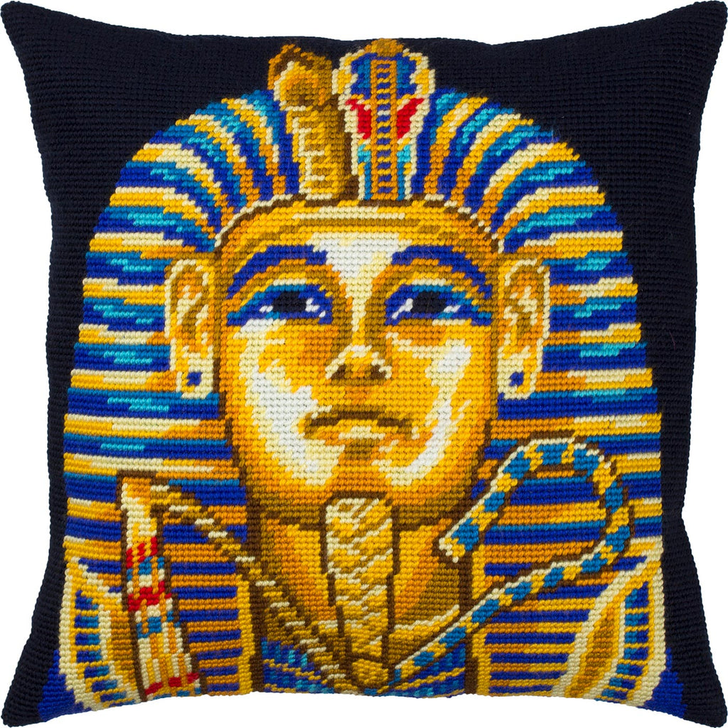 Brvsk Tutankhamun. Embroidery Kit. Throw Pillow 16×16 Inches. Printed Tapestry Canvas, European Quality