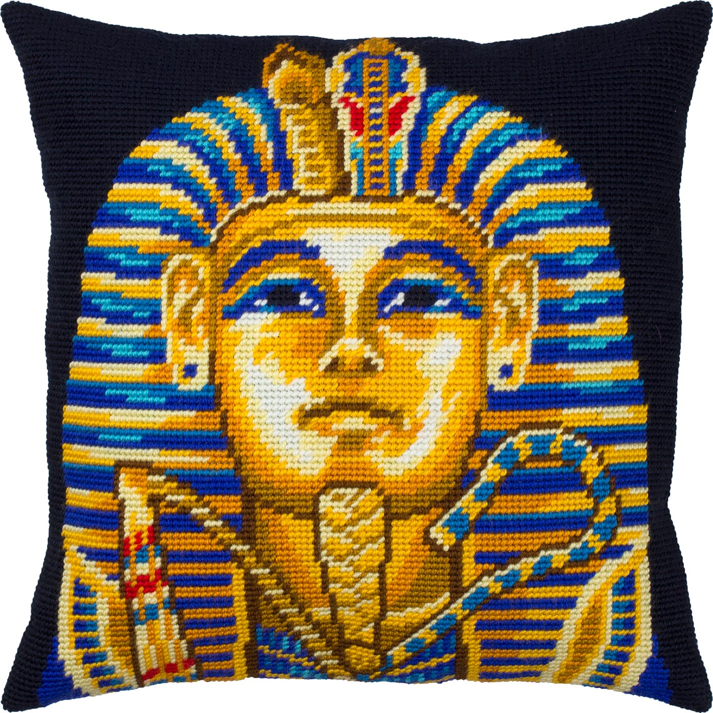 Brvsk Tutankhamun. Embroidery Kit. Throw Pillow 16×16 Inches. Printed Tapestry Canvas, European Quality