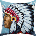 Brvsk Ethnic Needlepoint Kit for Adults and Beginners — Native American 16″ × 16″ with Clear, Precise Printed Design on Cotton Canvas; Includes 2 Needles, Yarn, and Easy-Read Chart