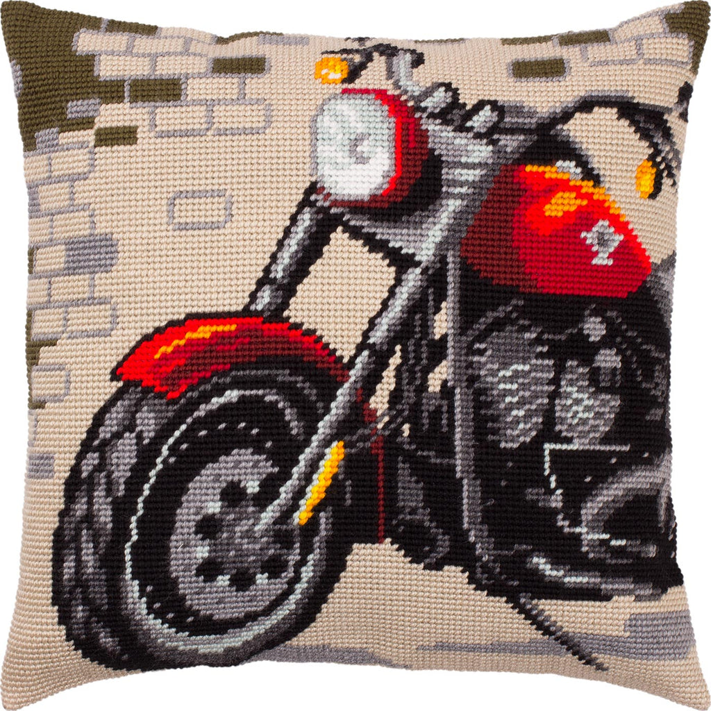 Motorcycle — Needlepoint Kit 16″ × 16″ by Brvsk