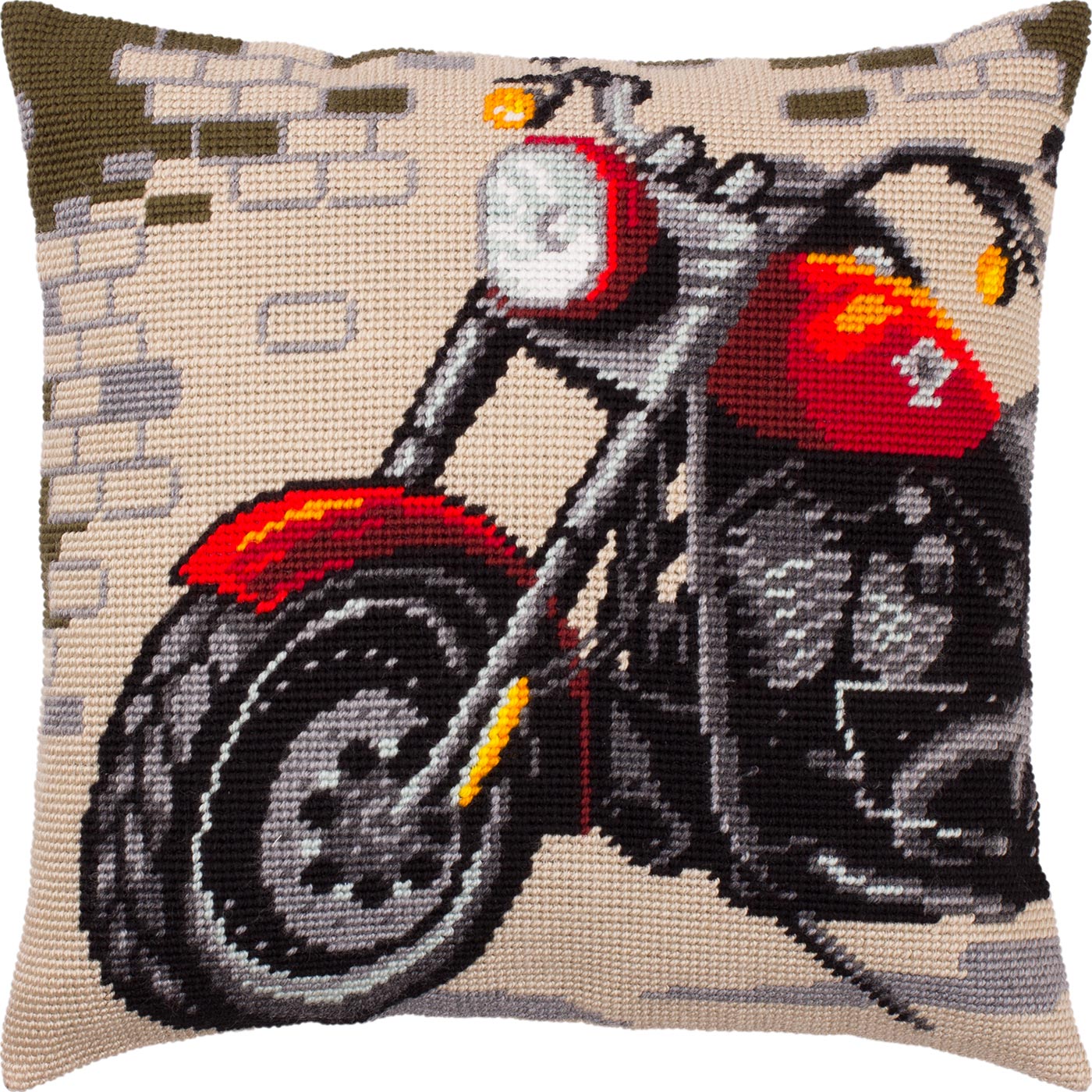 Motorcycle — Needlepoint Kit 16″ × 16″ by Brvsk