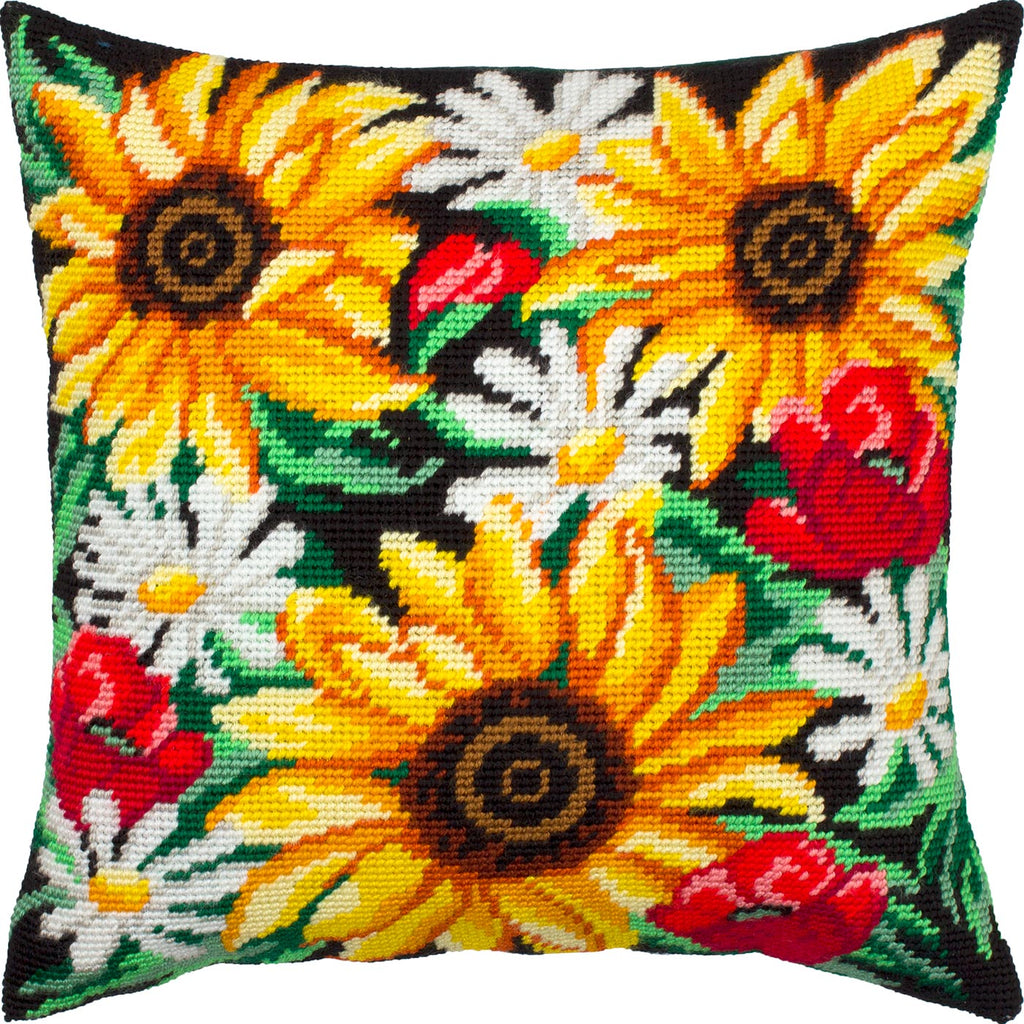 Summer Flowers — Stamped Cross Stitch Kit 16″ × 16″ by Brvsk