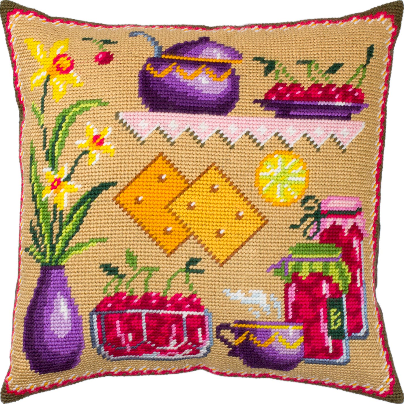 Cherry Jam — Stamped Cross Stitch Kit 16″ × 16″ by Brvsk