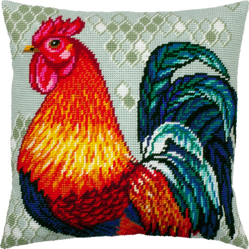 Brvsk Bird Needlepoint Kit for Adults and Beginners — Rooster 16″ × 16″ with Clear, Precise Printed Design on Cotton Canvas; Includes 2 Needles, Yarn, and Easy-Read Chart