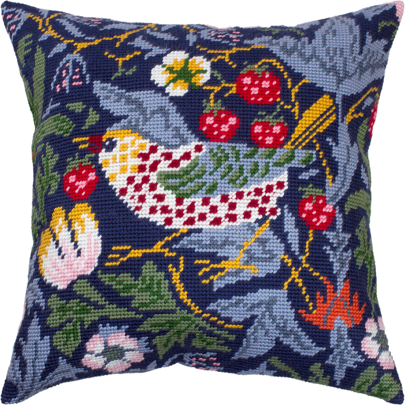 Strawberry Thief — Needlepoint Kit 16″ × 16″ by Brvsk