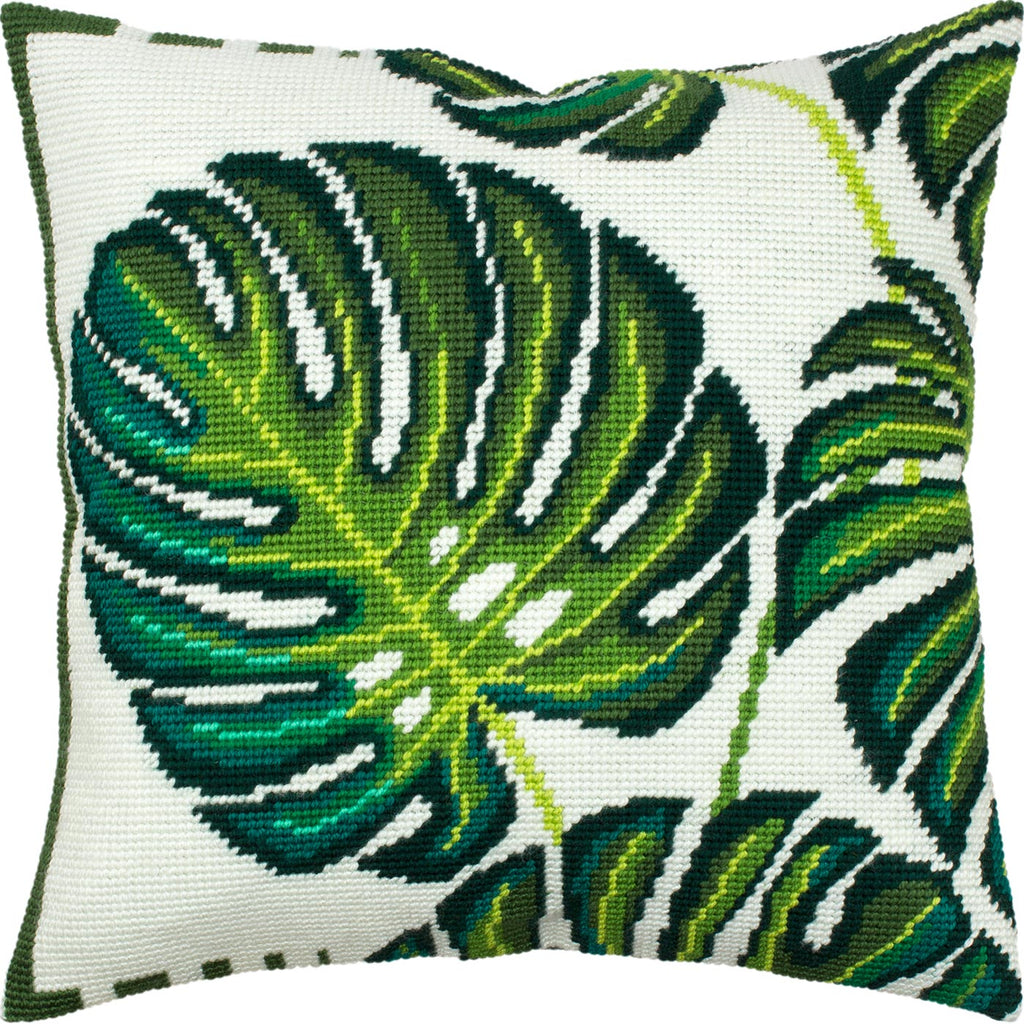 Monstera Leaves — Embroidery Kit 16″ × 16″ by Brvsk