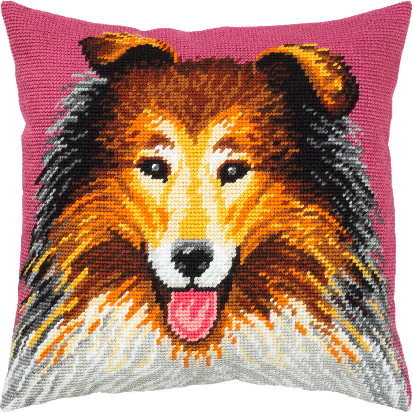 Rough Collie Dog. Needlepoint Kit. Throw Pillow 16×16 Inches. Printed Tapestry Canvas, European Quality