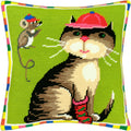 A Cat and a Mouse — Stamped Cross Stitch Kit 16″ × 16″ by Brvsk