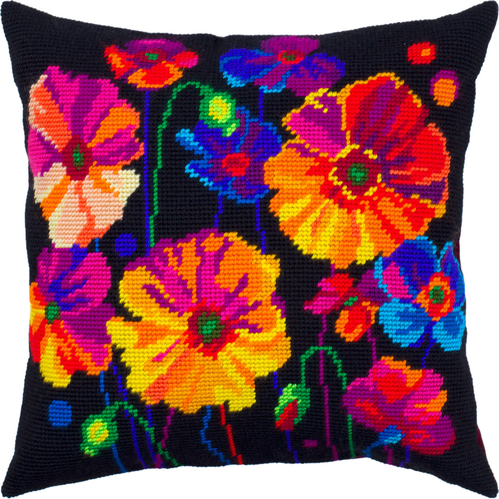 Colors of Night. Needlepoint Kit. Throw Pillow 16×16 Inches. Printed Tapestry Canvas, European Quality