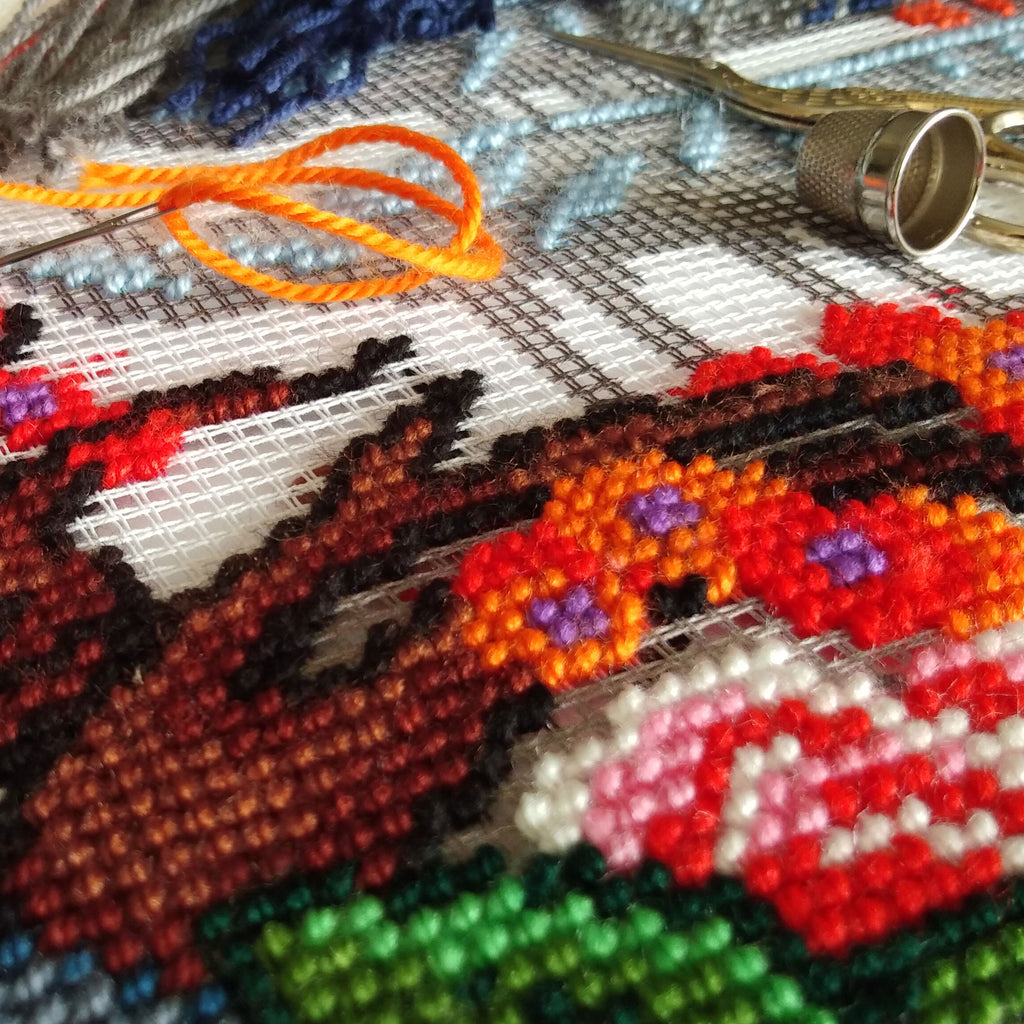Japanese Garden — Needlepoint Kit 16″ × 16″ by Brvsk
