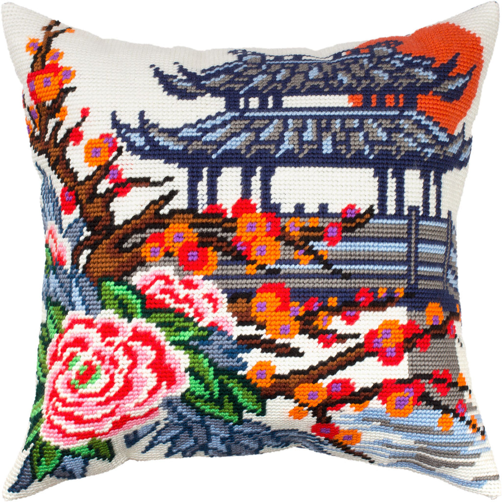 Japanese Garden — Needlepoint Kit 16″ × 16″ by Brvsk