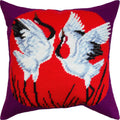 Cranes. Needlepoint Kit. Throw Pillow 16×16 Inches. Printed Tapestry Canvas, European Quality