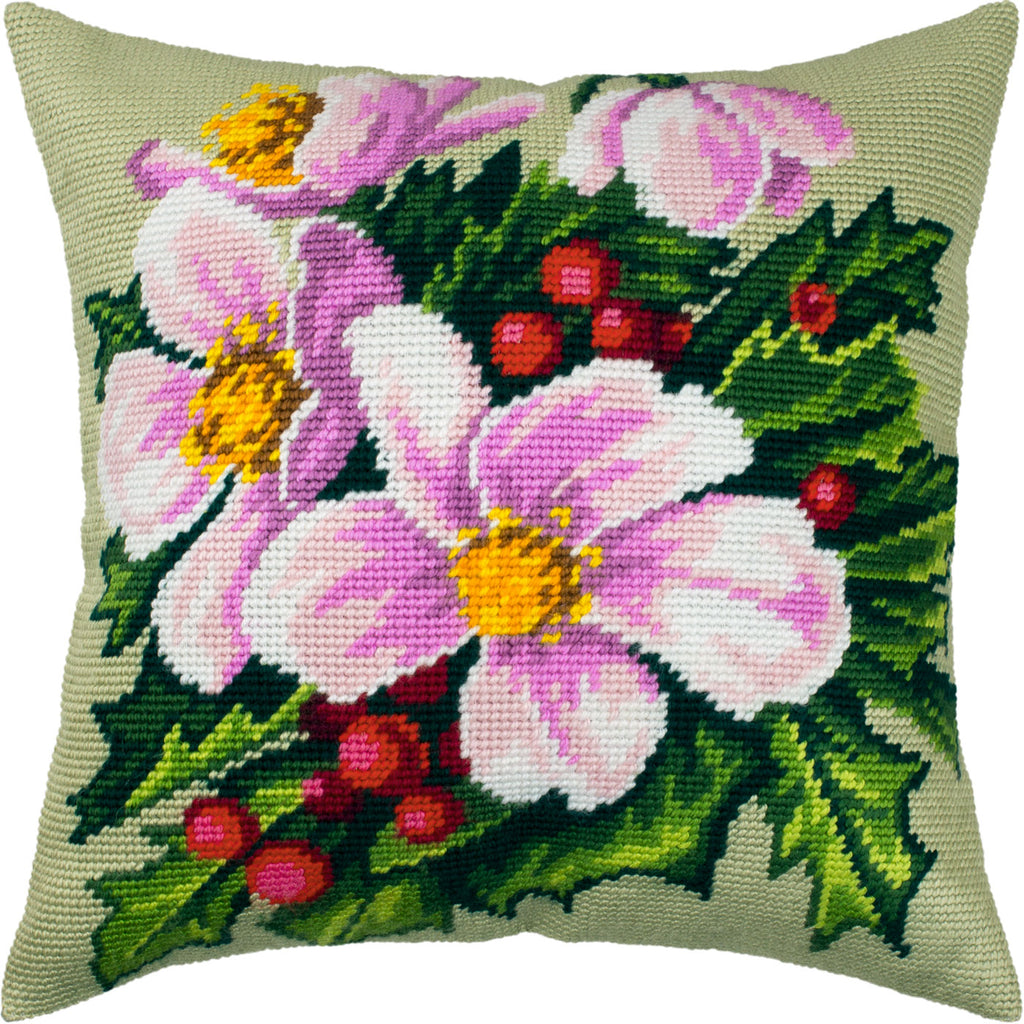Christmas Flowers — Stamped Cross Stitch Kit 16″ × 16″ by Brvsk