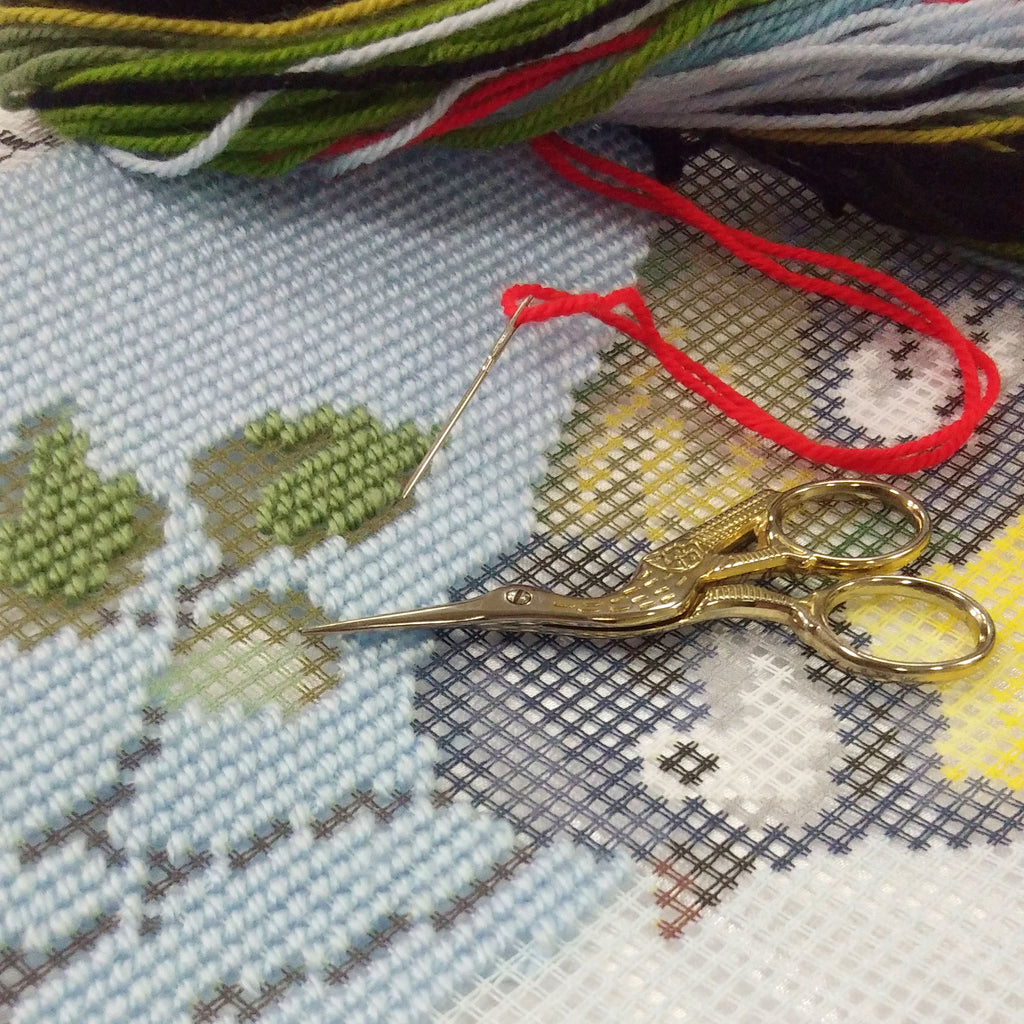 Brvsk Nature Embroidery Kit for Adults and Beginners — Tit at Her Nest by Catharina Klein 16″ × 16″ with Clear, Precise Printed Design on Cotton Canvas; Includes 2 Needles, Yarn, and Easy-Read Chart
