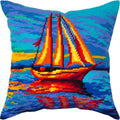 Brvsk Marine Stamped Cross-Stitch Kit for Adults and Beginners — Sunsetting 16″ × 16″ with Clear, Precise Printed Design on Cotton Canvas; Includes 2 Needles, Yarn, and Easy-Read Chart