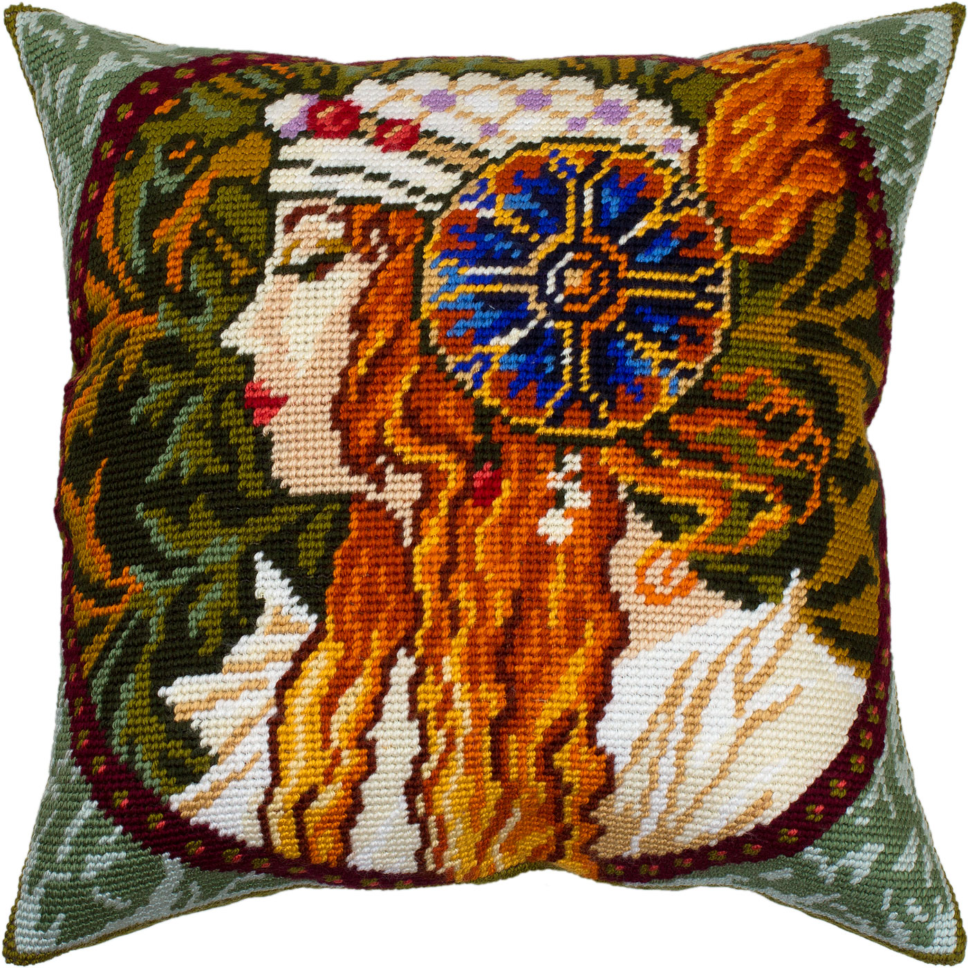 Byzantine Head – The Blonde — Needlepoint Kit 16″ × 16″ by Brvsk