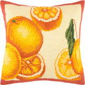 Brvsk Kitchen Stamped Cross-Stitch Kit for Adults and Beginners — Oranges 16″ × 16″ with Clear, Precise Printed Design on Cotton Canvas; Includes 2 Needles, Yarn, and Easy-Read Chart