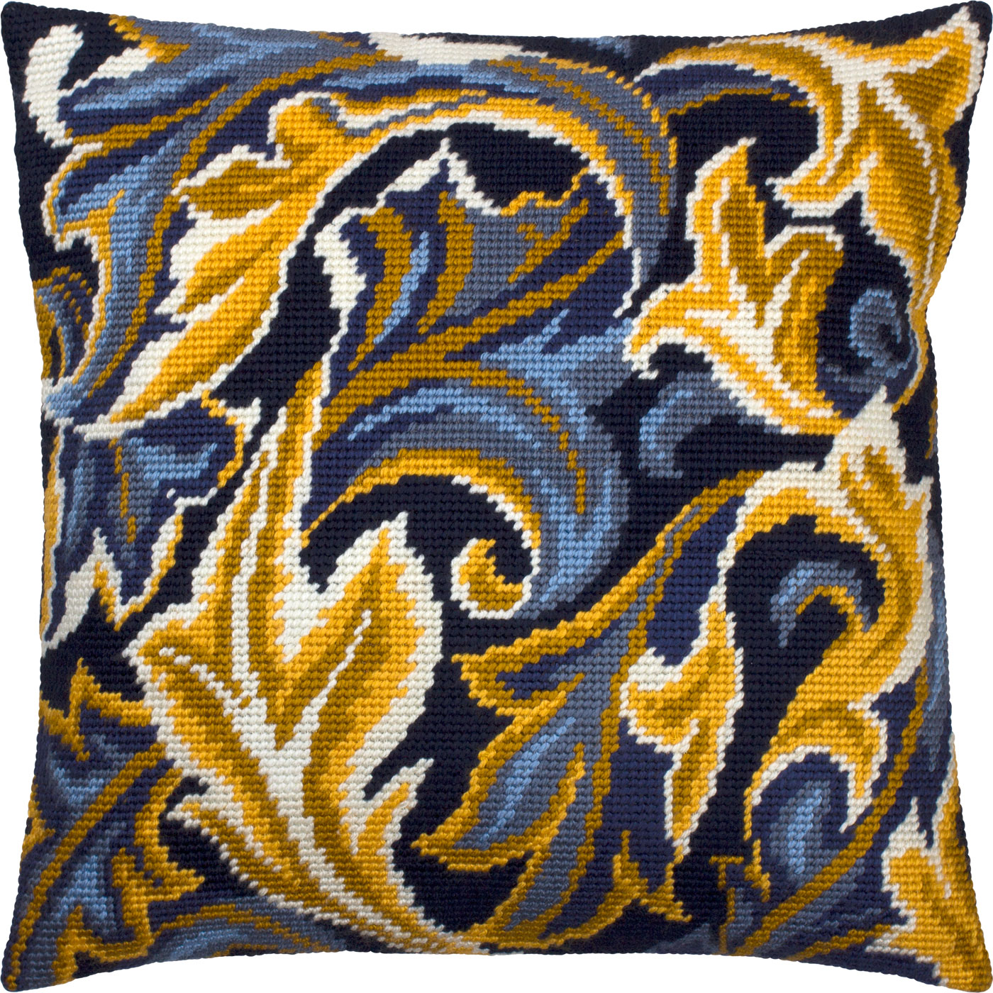 Floral Stamped Cross-Stitch Kit for Adults and Beginners — Acanthus by William Morris 16″ × 16″ with Clear, Precise Printed Design on Cotton Canvas; Includes 2 Needles, Yarn, and Easy-Read Chart