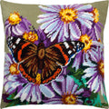 Red Admiral on Michaelmas Daisies — Needlepoint Kit 16″ × 16″ by Brvsk