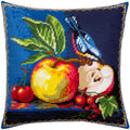 Red-flanked bluetail and apples — Needlepoint Kit 16″ × 16″ by Brvsk